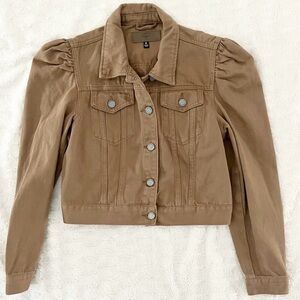 Blank NYC Brown 100% Cotton Puff Sleeves Jacket Vest Size Medium